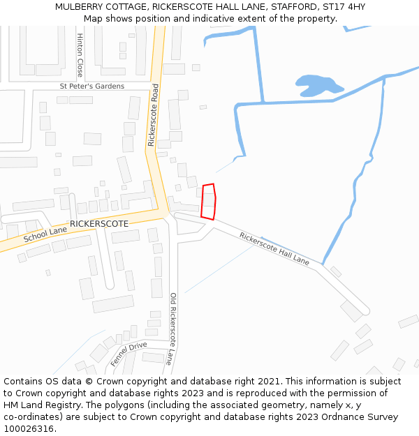 MULBERRY COTTAGE, RICKERSCOTE HALL LANE, STAFFORD, ST17 4HY: Location map and indicative extent of plot