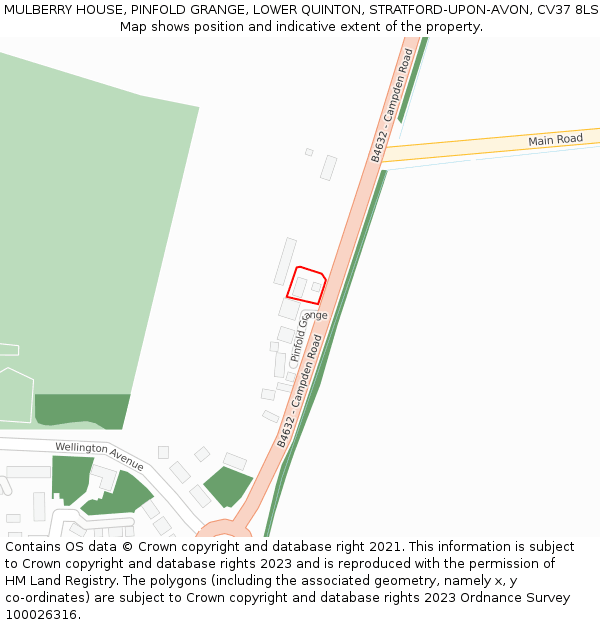 MULBERRY HOUSE, PINFOLD GRANGE, LOWER QUINTON, STRATFORD-UPON-AVON, CV37 8LS: Location map and indicative extent of plot