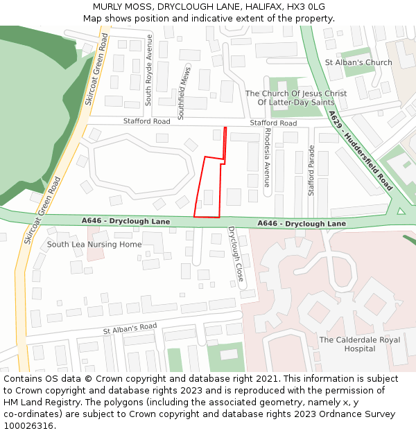 MURLY MOSS, DRYCLOUGH LANE, HALIFAX, HX3 0LG: Location map and indicative extent of plot