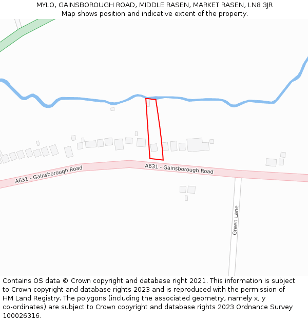 MYLO, GAINSBOROUGH ROAD, MIDDLE RASEN, MARKET RASEN, LN8 3JR: Location map and indicative extent of plot