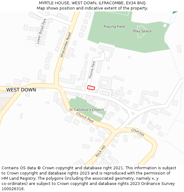 MYRTLE HOUSE, WEST DOWN, ILFRACOMBE, EX34 8NQ: Location map and indicative extent of plot