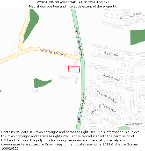 MYSCA, KINGS ASH ROAD, PAIGNTON, TQ3 3XF: Location map and indicative extent of plot
