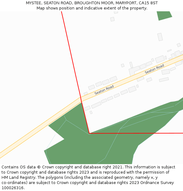 MYSTEE, SEATON ROAD, BROUGHTON MOOR, MARYPORT, CA15 8ST: Location map and indicative extent of plot