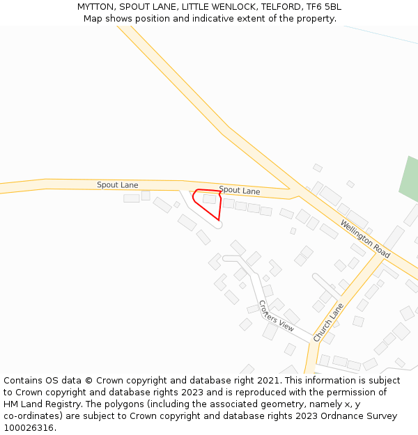 MYTTON, SPOUT LANE, LITTLE WENLOCK, TELFORD, TF6 5BL: Location map and indicative extent of plot