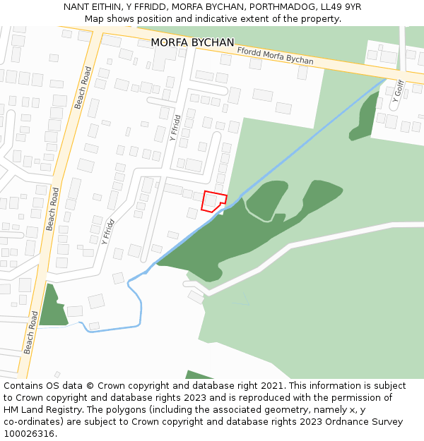 NANT EITHIN, Y FFRIDD, MORFA BYCHAN, PORTHMADOG, LL49 9YR: Location map and indicative extent of plot