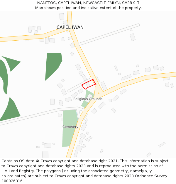NANTEOS, CAPEL IWAN, NEWCASTLE EMLYN, SA38 9LT: Location map and indicative extent of plot
