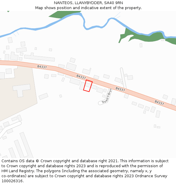 NANTEOS, LLANYBYDDER, SA40 9RN: Location map and indicative extent of plot