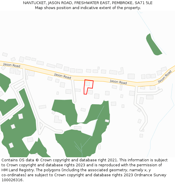 NANTUCKET, JASON ROAD, FRESHWATER EAST, PEMBROKE, SA71 5LE: Location map and indicative extent of plot