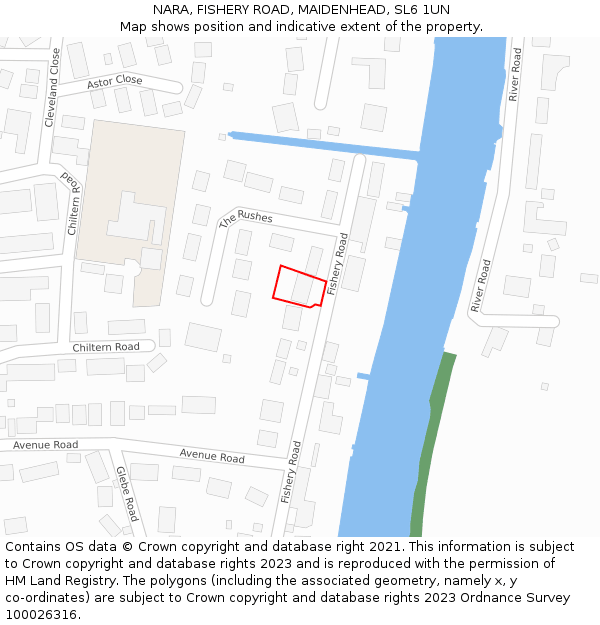 NARA, FISHERY ROAD, MAIDENHEAD, SL6 1UN: Location map and indicative extent of plot