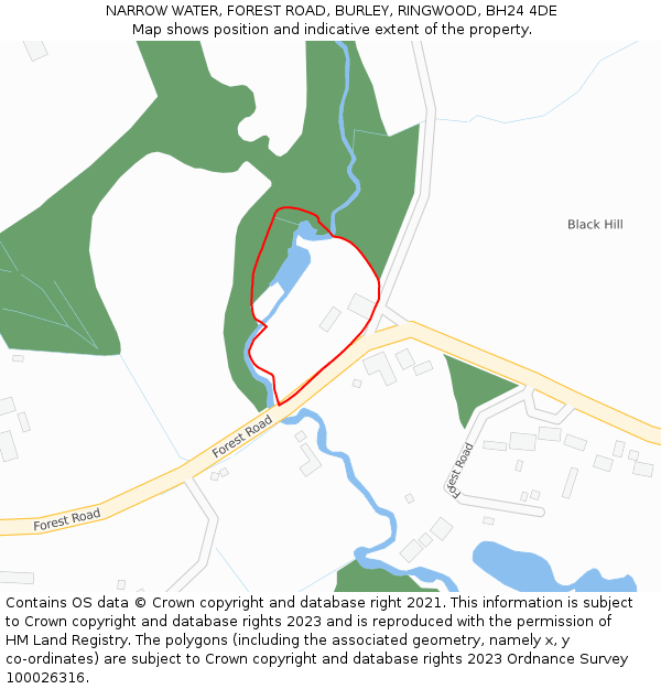 NARROW WATER, FOREST ROAD, BURLEY, RINGWOOD, BH24 4DE: Location map and indicative extent of plot