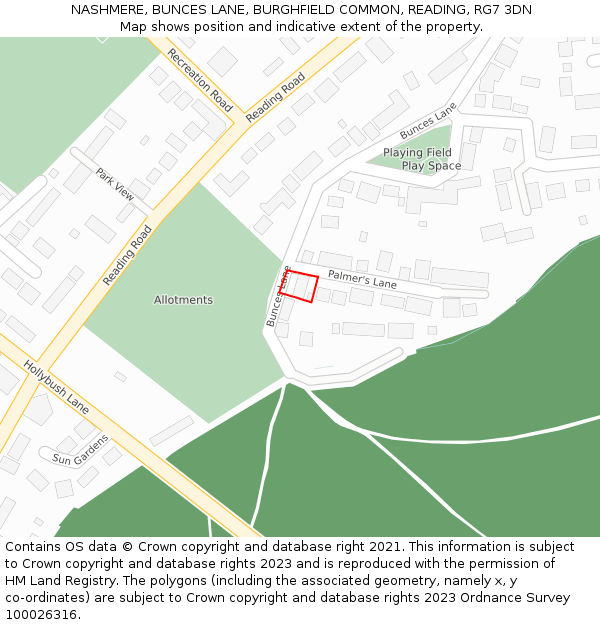 NASHMERE, BUNCES LANE, BURGHFIELD COMMON, READING, RG7 3DN: Location map and indicative extent of plot