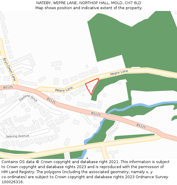 NATEBY, WEPRE LANE, NORTHOP HALL, MOLD, CH7 6LD: Location map and indicative extent of plot