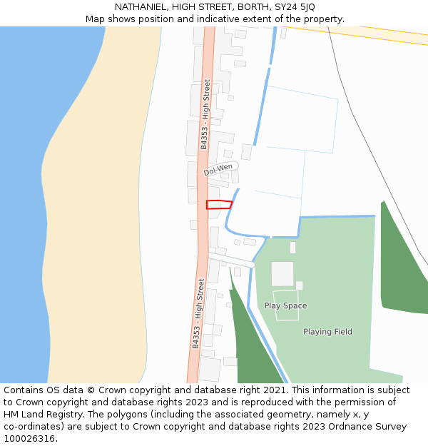 NATHANIEL, HIGH STREET, BORTH, SY24 5JQ: Location map and indicative extent of plot