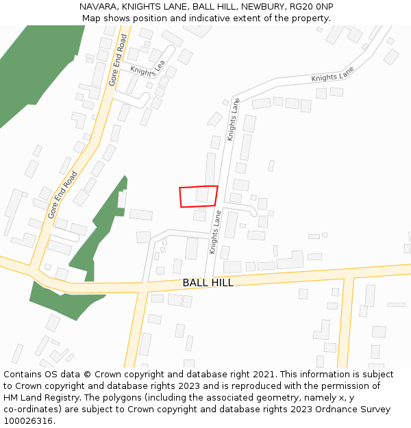 NAVARA, KNIGHTS LANE, BALL HILL, NEWBURY, RG20 0NP: Location map and indicative extent of plot