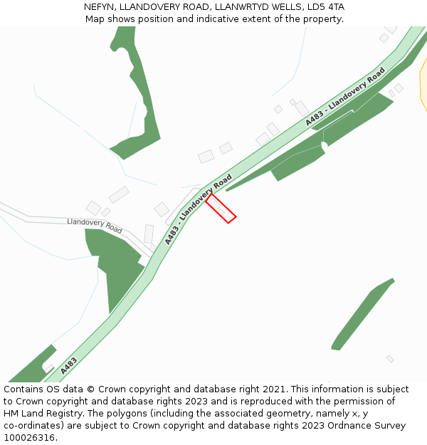 NEFYN, LLANDOVERY ROAD, LLANWRTYD WELLS, LD5 4TA: Location map and indicative extent of plot