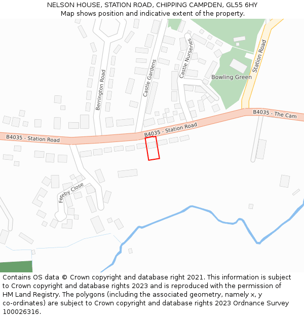 NELSON HOUSE, STATION ROAD, CHIPPING CAMPDEN, GL55 6HY: Location map and indicative extent of plot