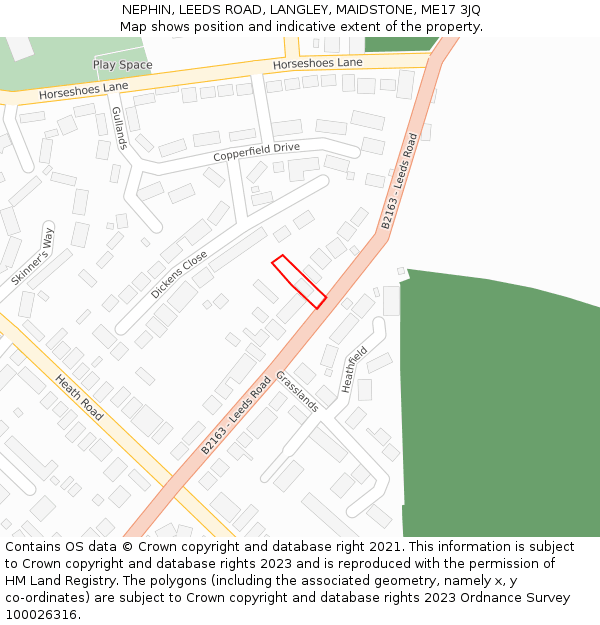 NEPHIN, LEEDS ROAD, LANGLEY, MAIDSTONE, ME17 3JQ: Location map and indicative extent of plot