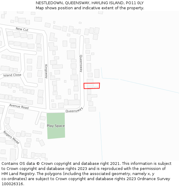 NESTLEDOWN, QUEENSWAY, HAYLING ISLAND, PO11 0LY: Location map and indicative extent of plot