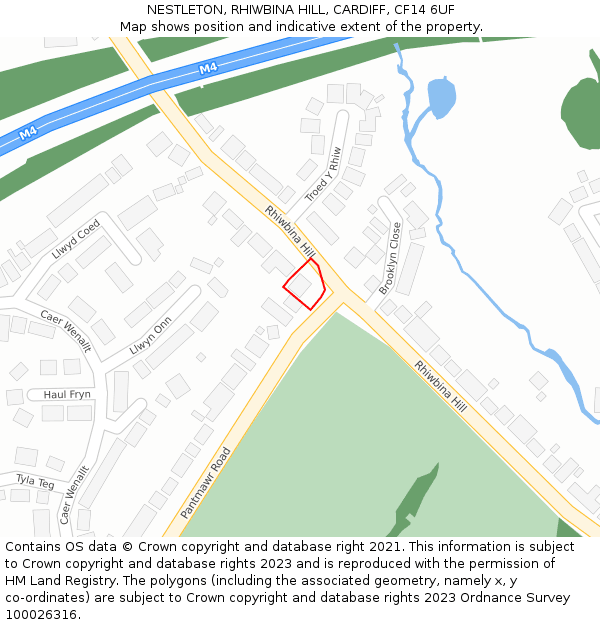 NESTLETON, RHIWBINA HILL, CARDIFF, CF14 6UF: Location map and indicative extent of plot