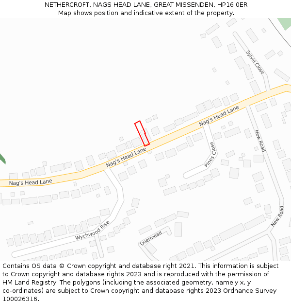 NETHERCROFT, NAGS HEAD LANE, GREAT MISSENDEN, HP16 0ER: Location map and indicative extent of plot