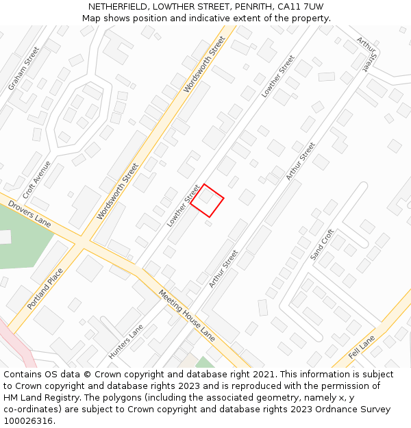 NETHERFIELD, LOWTHER STREET, PENRITH, CA11 7UW: Location map and indicative extent of plot