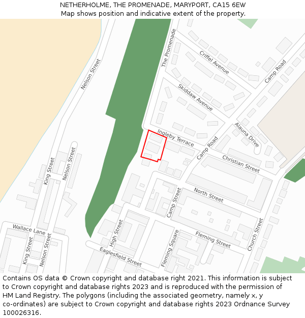 NETHERHOLME, THE PROMENADE, MARYPORT, CA15 6EW: Location map and indicative extent of plot