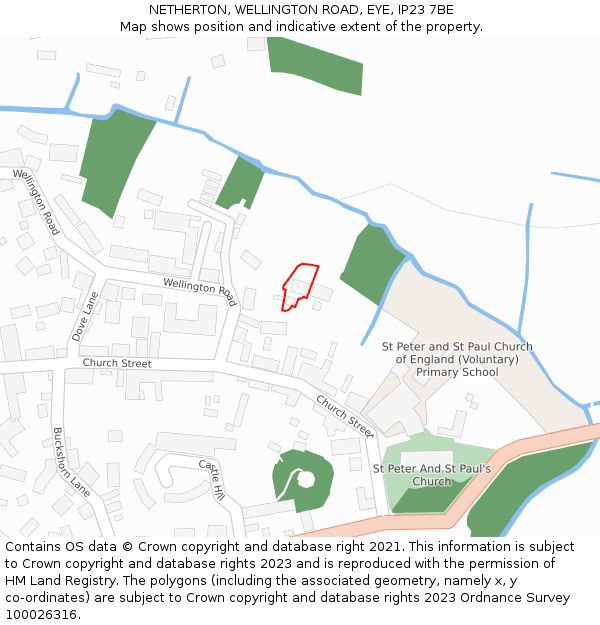NETHERTON, WELLINGTON ROAD, EYE, IP23 7BE: Location map and indicative extent of plot