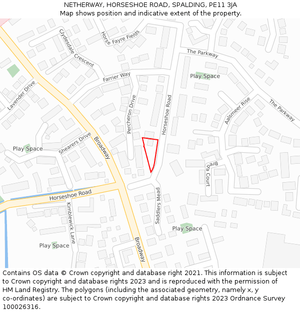 NETHERWAY, HORSESHOE ROAD, SPALDING, PE11 3JA: Location map and indicative extent of plot