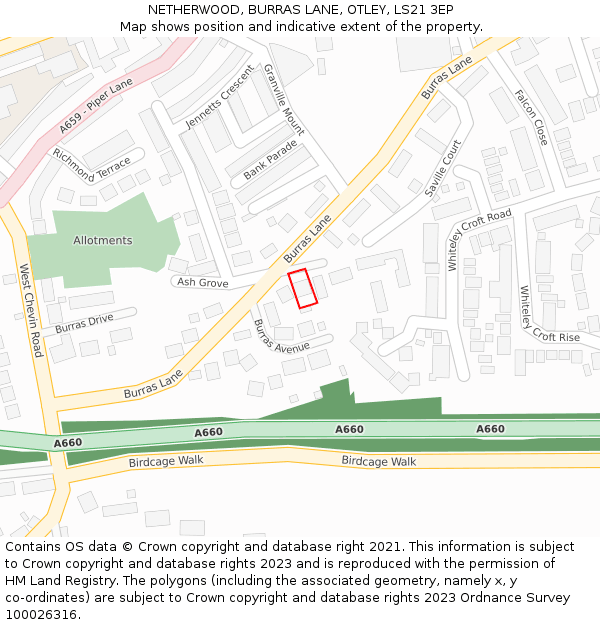 NETHERWOOD, BURRAS LANE, OTLEY, LS21 3EP: Location map and indicative extent of plot