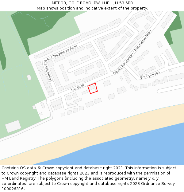 NETIOR, GOLF ROAD, PWLLHELI, LL53 5PR: Location map and indicative extent of plot