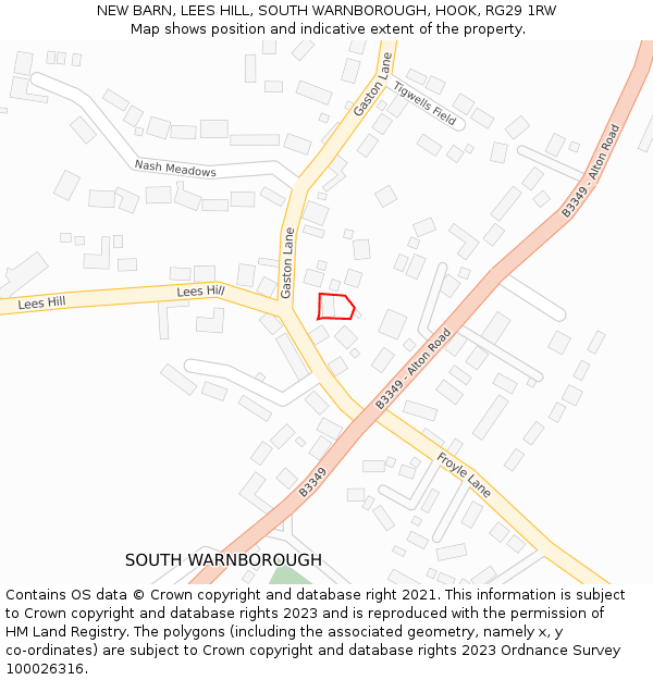NEW BARN, LEES HILL, SOUTH WARNBOROUGH, HOOK, RG29 1RW: Location map and indicative extent of plot