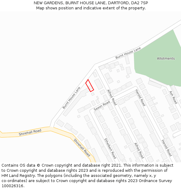 NEW GARDENS, BURNT HOUSE LANE, DARTFORD, DA2 7SP: Location map and indicative extent of plot