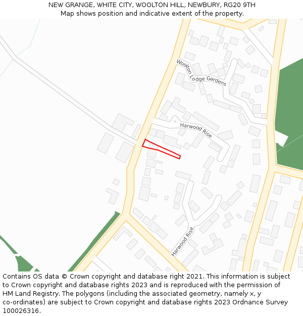 NEW GRANGE, WHITE CITY, WOOLTON HILL, NEWBURY, RG20 9TH: Location map and indicative extent of plot