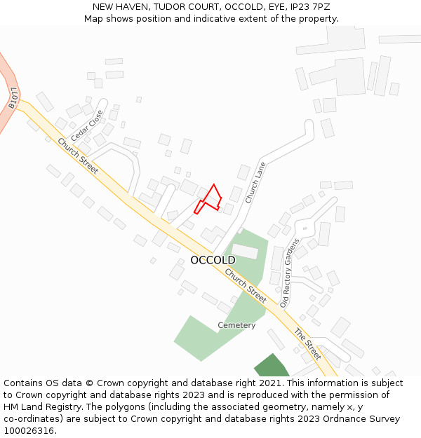 NEW HAVEN, TUDOR COURT, OCCOLD, EYE, IP23 7PZ: Location map and indicative extent of plot