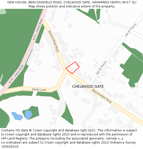 NEW HOUSE, BEACONSFIELD ROAD, CHELWOOD GATE, HAYWARDS HEATH, RH17 7JU: Location map and indicative extent of plot