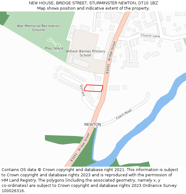 NEW HOUSE, BRIDGE STREET, STURMINSTER NEWTON, DT10 1BZ: Location map and indicative extent of plot