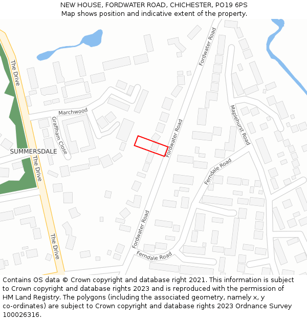 NEW HOUSE, FORDWATER ROAD, CHICHESTER, PO19 6PS: Location map and indicative extent of plot