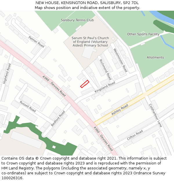 NEW HOUSE, KENSINGTON ROAD, SALISBURY, SP2 7DL: Location map and indicative extent of plot