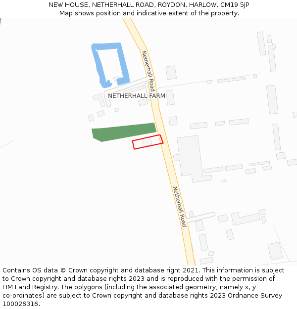 NEW HOUSE, NETHERHALL ROAD, ROYDON, HARLOW, CM19 5JP: Location map and indicative extent of plot