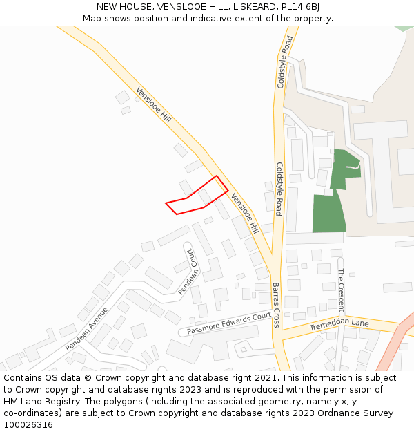 NEW HOUSE, VENSLOOE HILL, LISKEARD, PL14 6BJ: Location map and indicative extent of plot