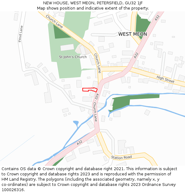 NEW HOUSE, WEST MEON, PETERSFIELD, GU32 1JF: Location map and indicative extent of plot