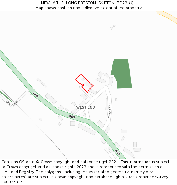 NEW LAITHE, LONG PRESTON, SKIPTON, BD23 4QH: Location map and indicative extent of plot