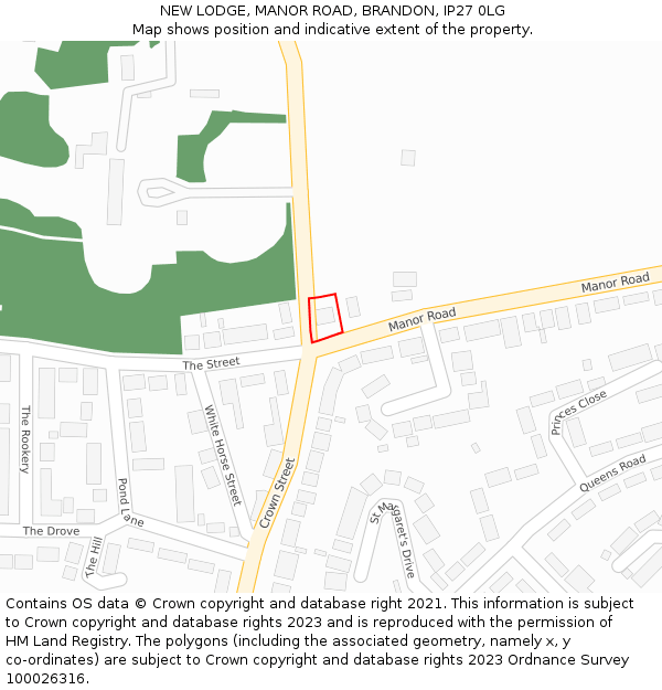 NEW LODGE, MANOR ROAD, BRANDON, IP27 0LG: Location map and indicative extent of plot