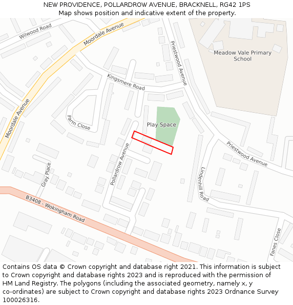 NEW PROVIDENCE, POLLARDROW AVENUE, BRACKNELL, RG42 1PS: Location map and indicative extent of plot