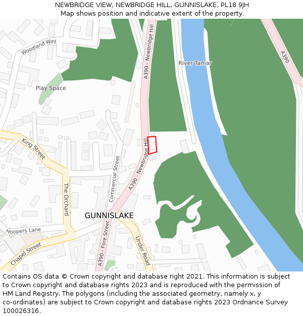 NEWBRIDGE VIEW, NEWBRIDGE HILL, GUNNISLAKE, PL18 9JH: Location map and indicative extent of plot