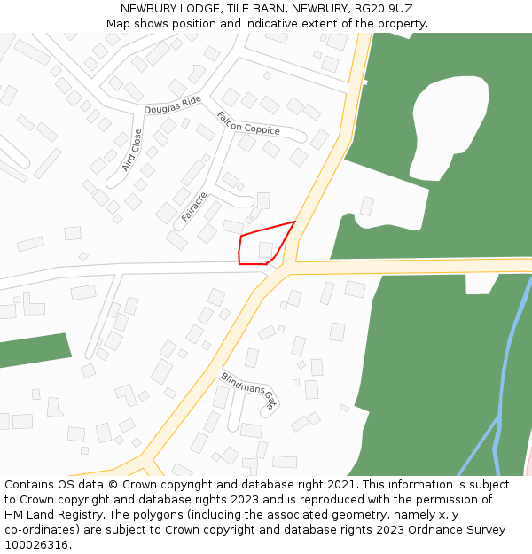 NEWBURY LODGE, TILE BARN, NEWBURY, RG20 9UZ: Location map and indicative extent of plot