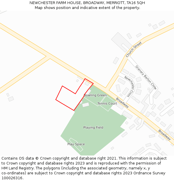 NEWCHESTER FARM HOUSE, BROADWAY, MERRIOTT, TA16 5QH: Location map and indicative extent of plot