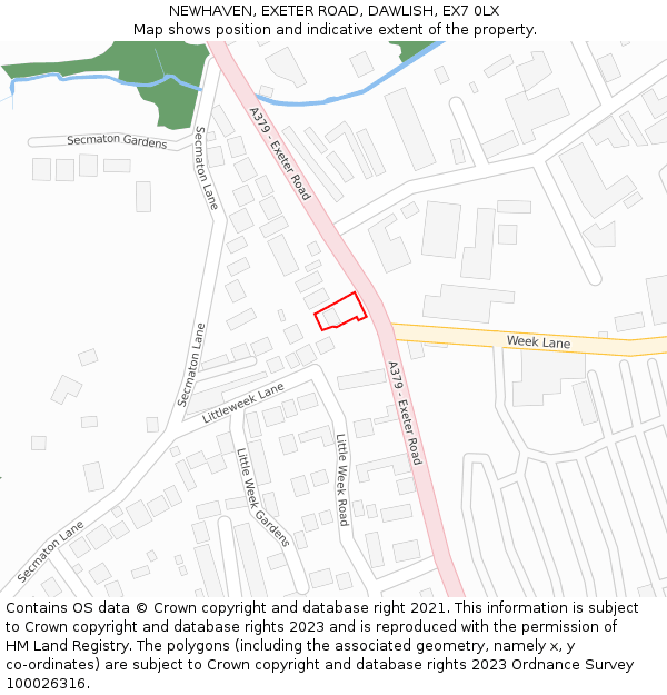 NEWHAVEN, EXETER ROAD, DAWLISH, EX7 0LX: Location map and indicative extent of plot