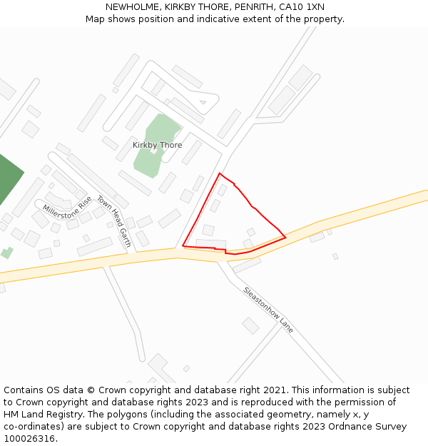 NEWHOLME, KIRKBY THORE, PENRITH, CA10 1XN: Location map and indicative extent of plot