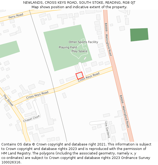 NEWLANDS, CROSS KEYS ROAD, SOUTH STOKE, READING, RG8 0JT: Location map and indicative extent of plot